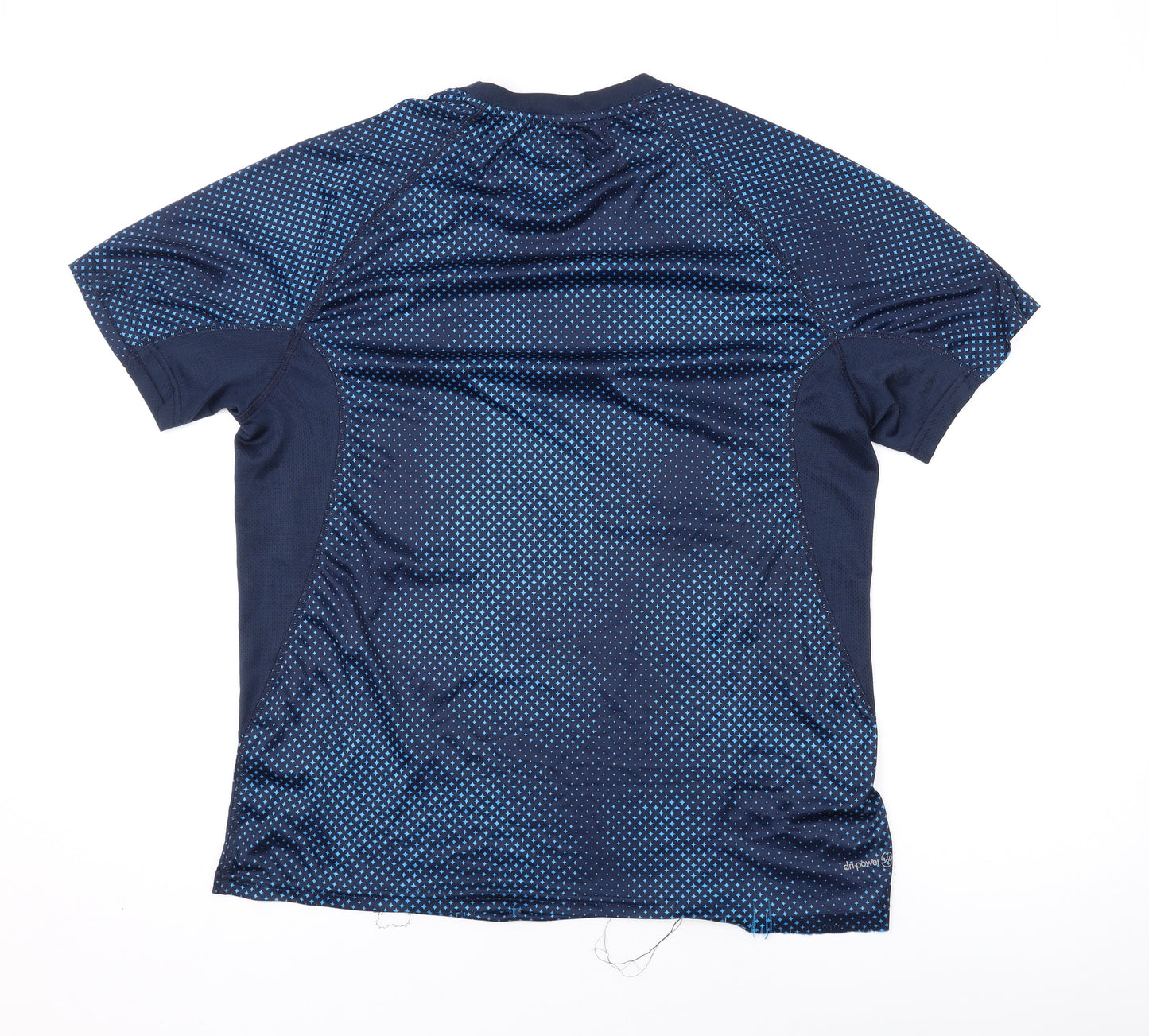 Russell Mens Black Geometric Polyester Basic T-Shirt Size L Round Neck Pullover