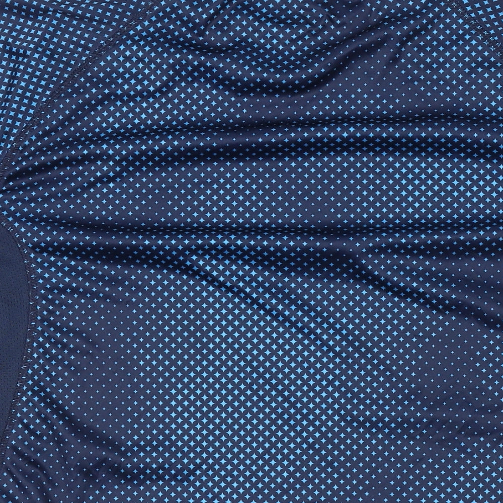 Russell Mens Black Geometric Polyester Basic T-Shirt Size L Round Neck Pullover