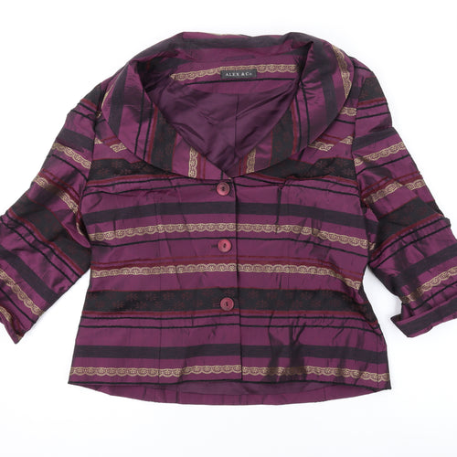 Alex & Co. Womens Purple Geometric Jacket Blazer Size 16 Button