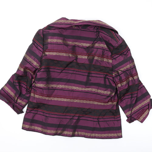Alex & Co. Womens Purple Geometric Jacket Blazer Size 16 Button