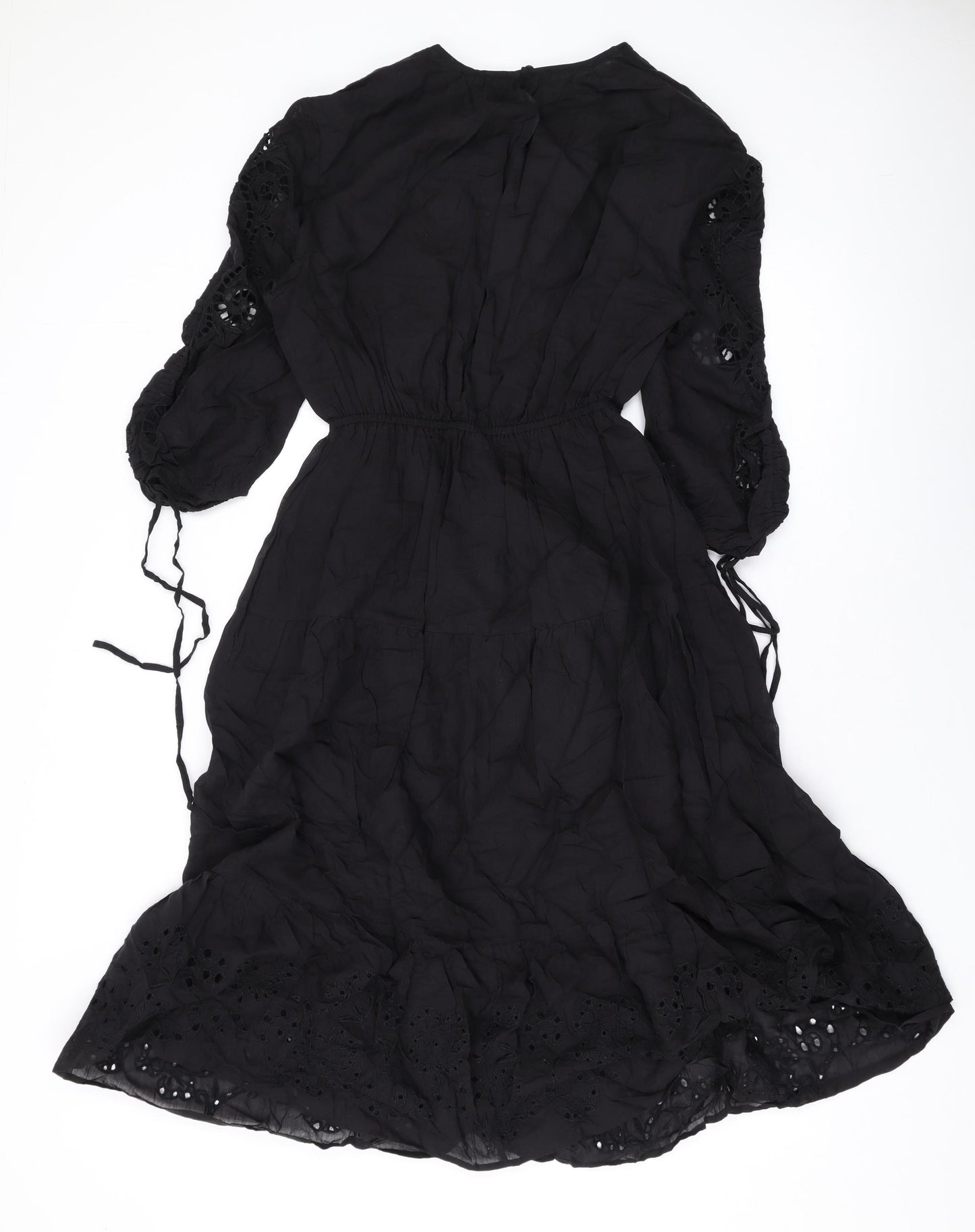 Per Una Womens Black Cotton A-Line Size 10 Round Neck Pullover