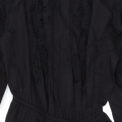 Per Una Womens Black Cotton A-Line Size 10 Round Neck Pullover