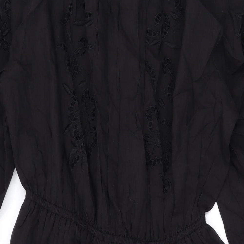 Per Una Womens Black Cotton A-Line Size 10 Round Neck Pullover