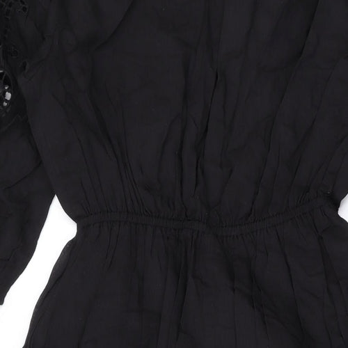 Per Una Womens Black Cotton A-Line Size 10 Round Neck Pullover