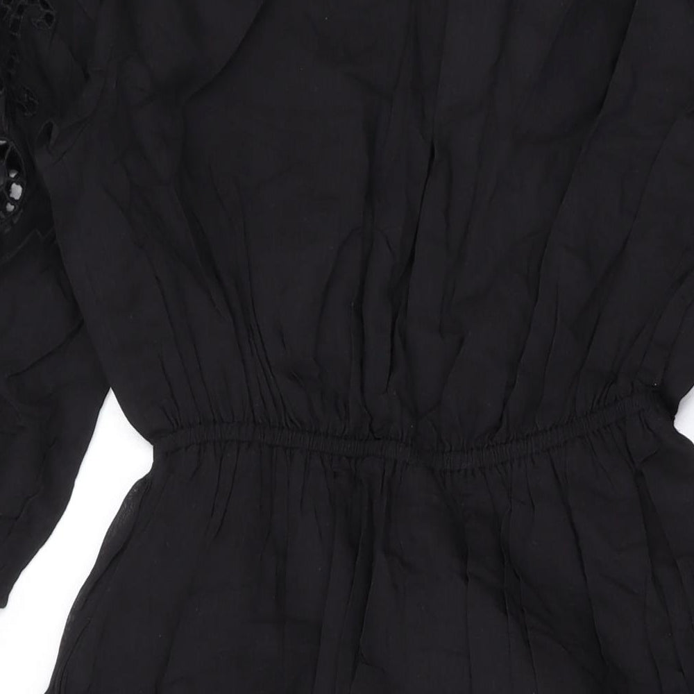 Per Una Womens Black Cotton A-Line Size 10 Round Neck Pullover