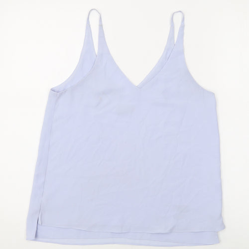 Topshop Womens Blue Polyester Basic Tank Size 10 V-Neck
