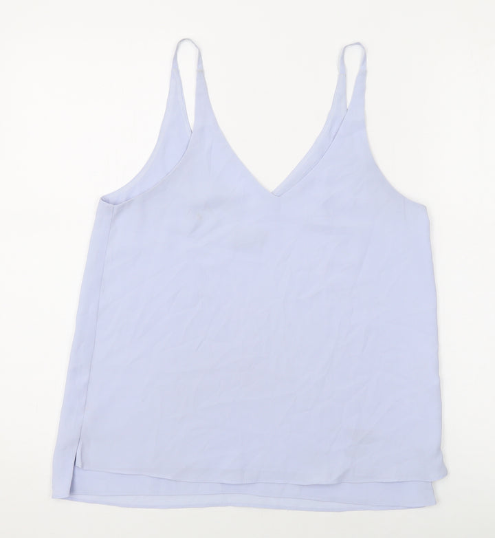 Topshop Womens Blue Polyester Basic Tank Size 10 V-Neck