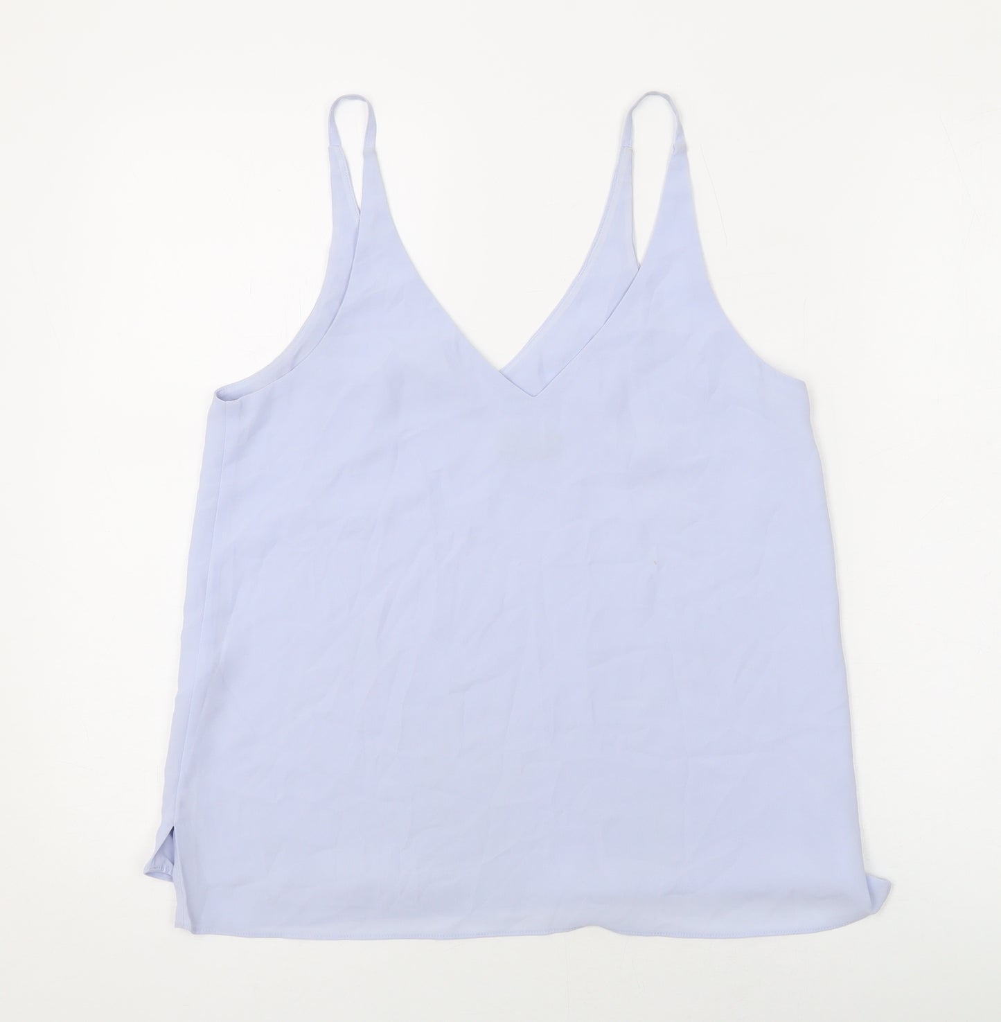 Topshop Womens Blue Polyester Basic Tank Size 10 V-Neck