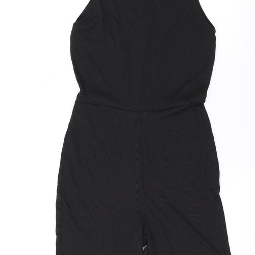 PRETTYLITTLETHING Womens Black Polyester Playsuit One-Piece Size 8 L3 in Zip