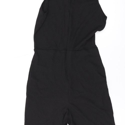PRETTYLITTLETHING Womens Black Polyester Playsuit One-Piece Size 8 L3 in Zip