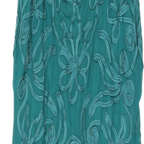 Phase Eight Womens Green Geometric Nylon A-Line Size 16 V-Neck Pullover