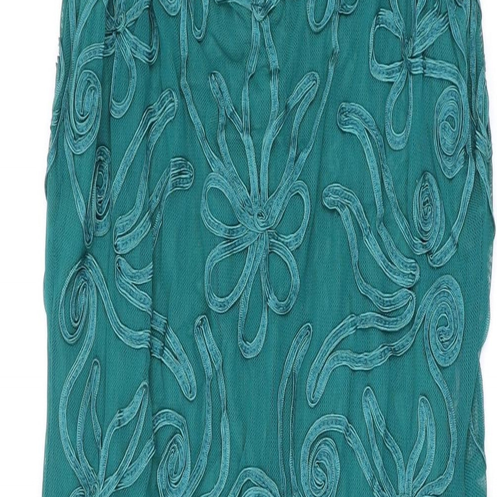 Phase Eight Womens Green Geometric Nylon A-Line Size 16 V-Neck Pullover