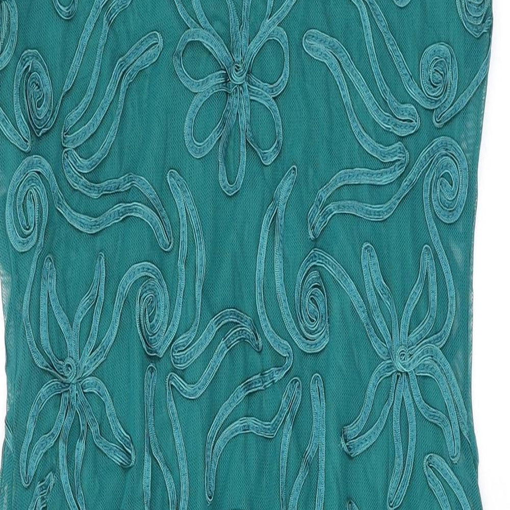 Phase Eight Womens Green Geometric Nylon A-Line Size 16 V-Neck Pullover