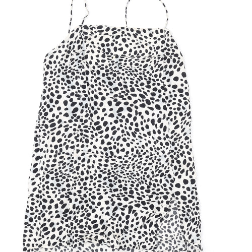 Motel Womens White Animal Print Viscose Mini Size XS Square Neck Pullover
