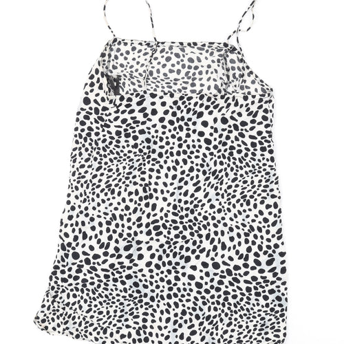 Motel Womens White Animal Print Viscose Mini Size XS Square Neck Pullover