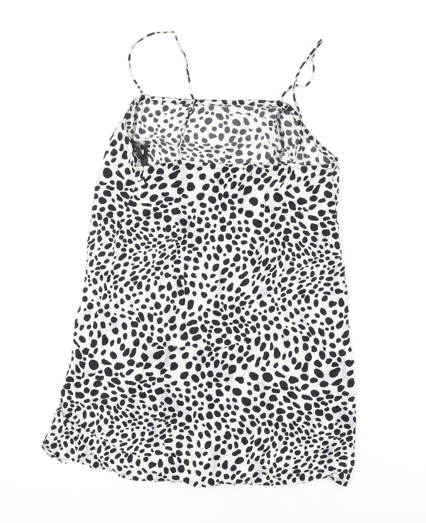 Motel Womens White Animal Print Viscose Mini Size XS Square Neck Pullover