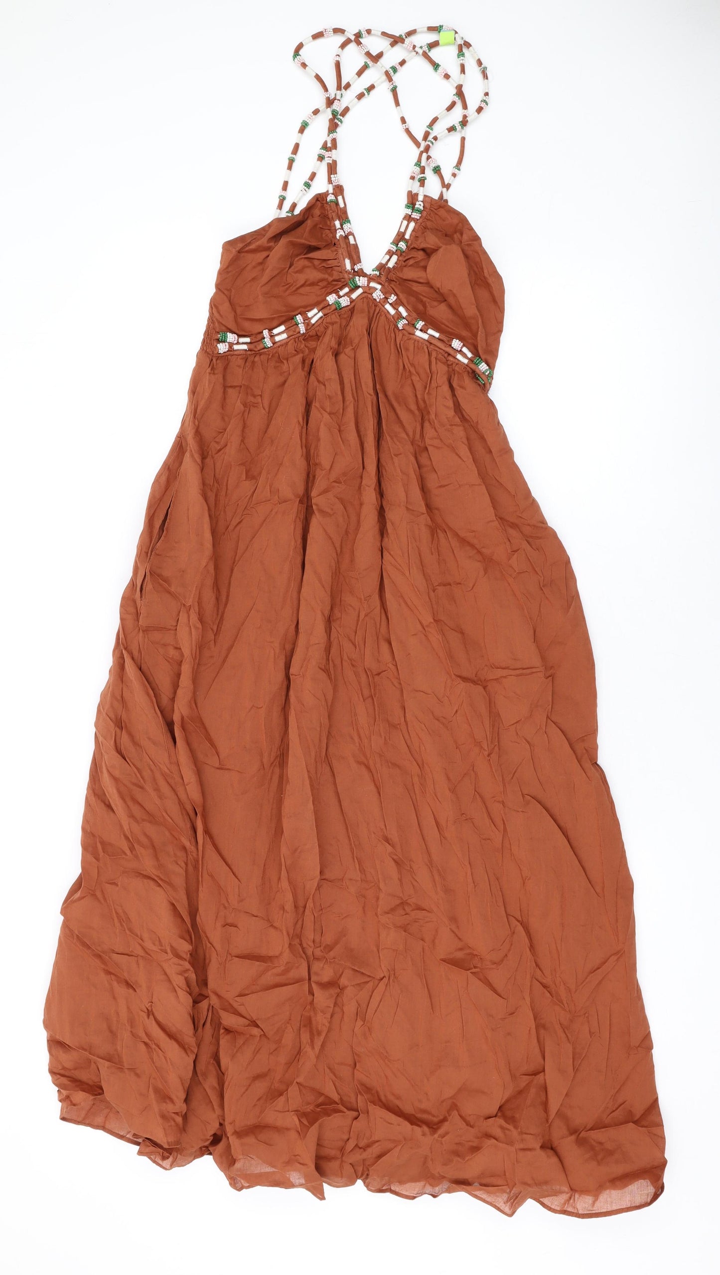 Zara Womens Brown Polyester Maxi Size S Halter Pullover