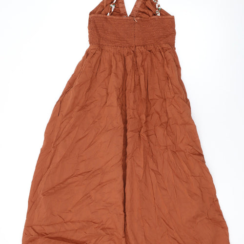 Zara Womens Brown Polyester Maxi Size S Halter Pullover