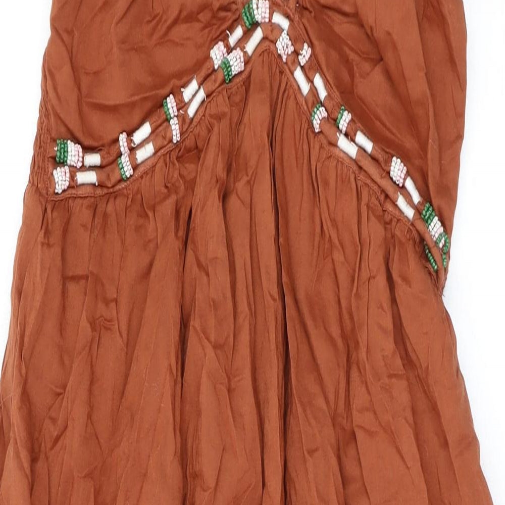 Zara Womens Brown Polyester Maxi Size S Halter Pullover