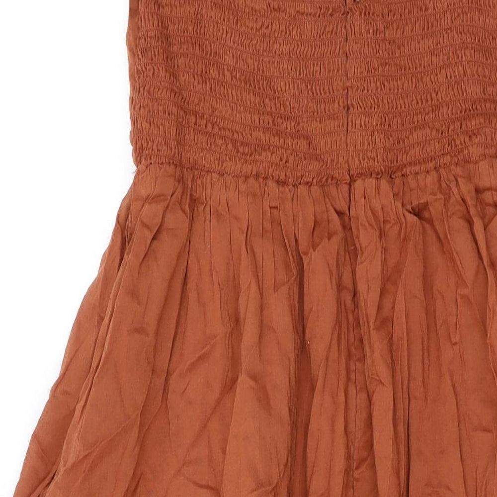 Zara Womens Brown Polyester Maxi Size S Halter Pullover