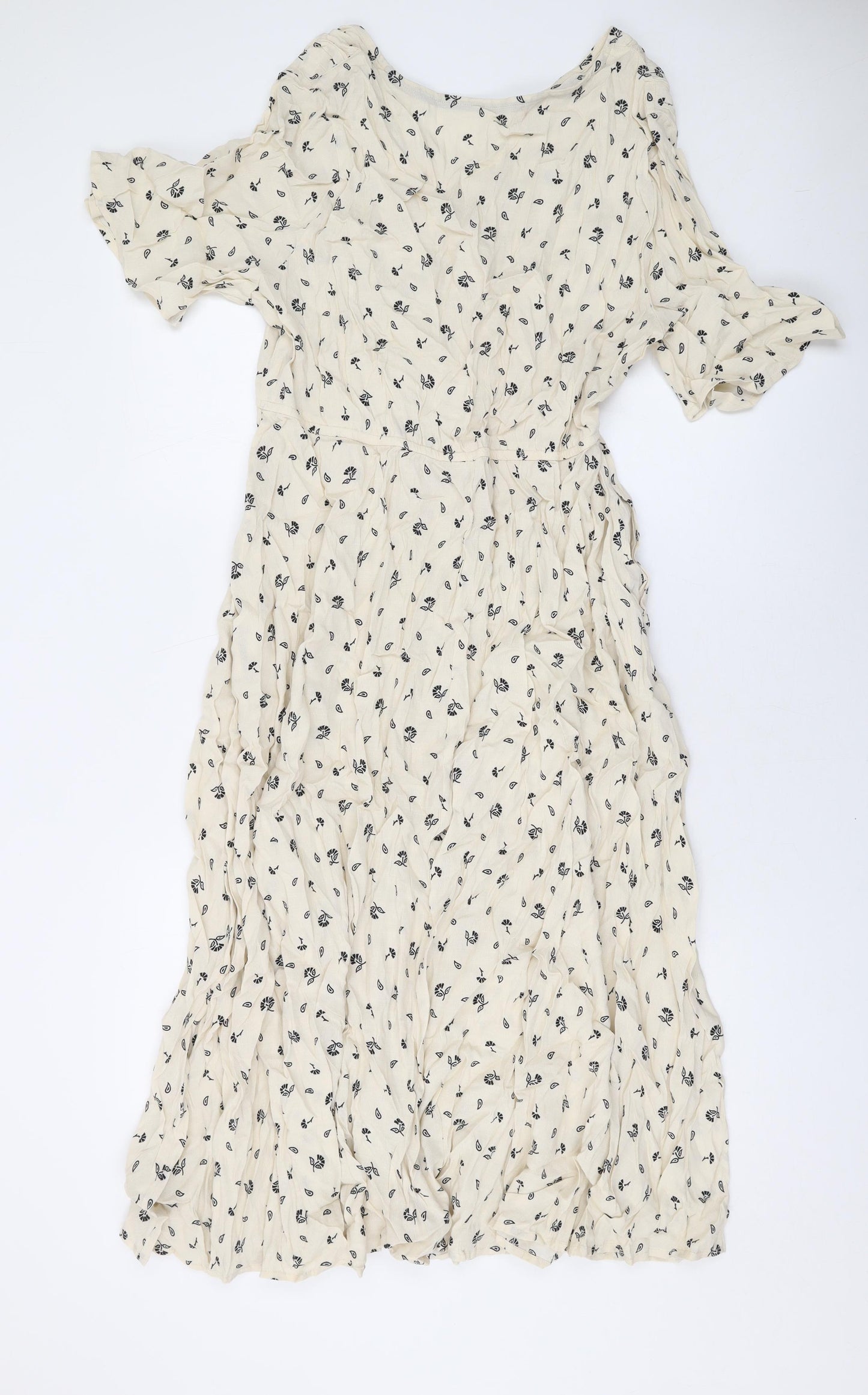 Per Una Womens Beige Geometric Viscose Maxi Size 16 V-Neck Pullover