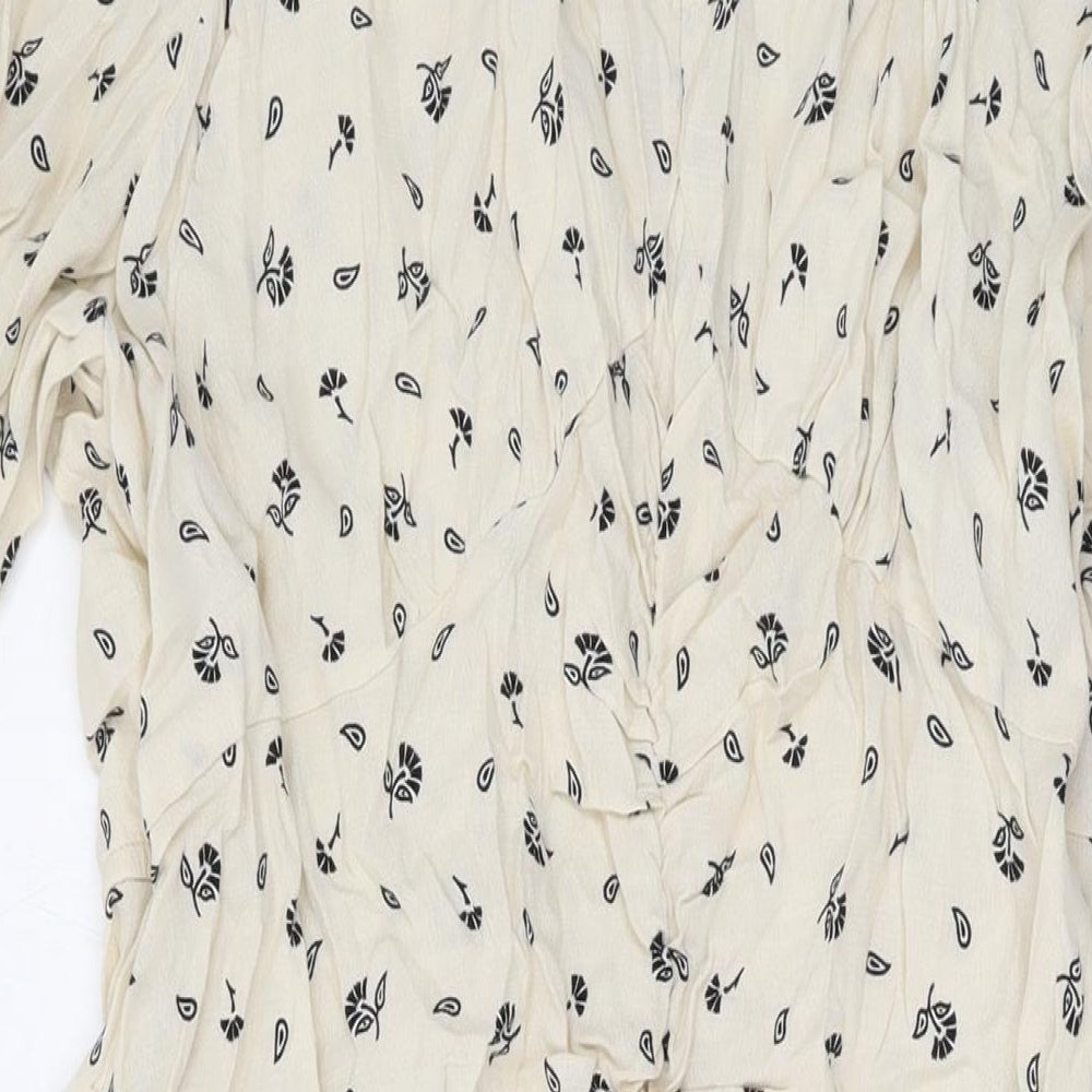 Per Una Womens Beige Geometric Viscose Maxi Size 16 V-Neck Pullover