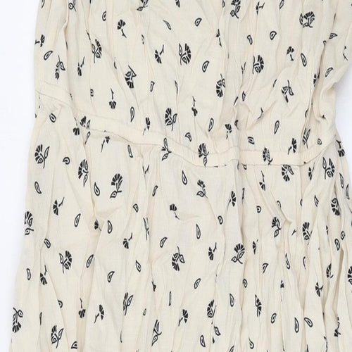 Per Una Womens Beige Geometric Viscose Maxi Size 16 V-Neck Pullover