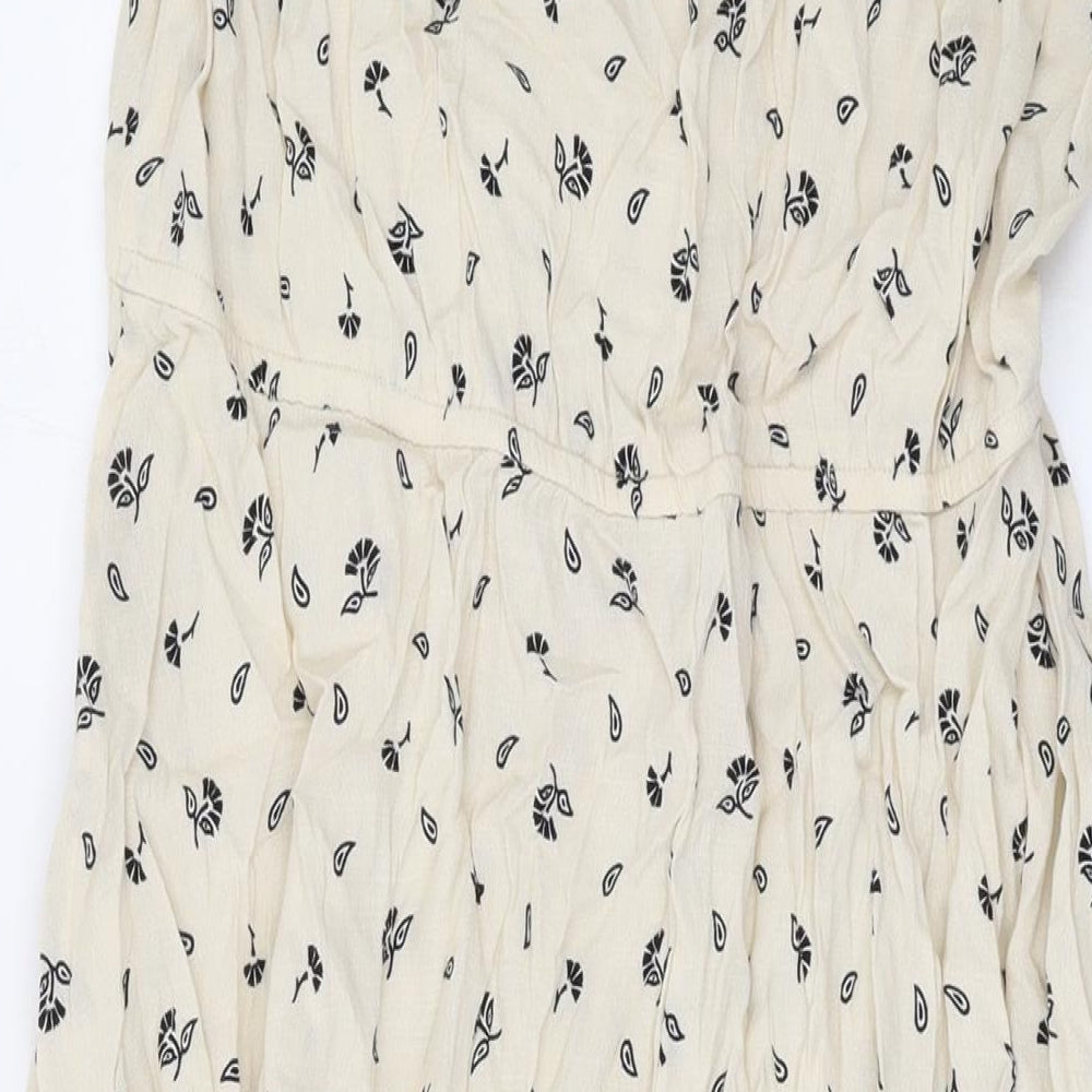 Per Una Womens Beige Geometric Viscose Maxi Size 16 V-Neck Pullover