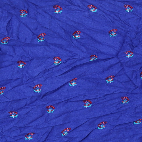 Bonmarché Womens Blue Geometric Viscose Basic Blouse Size L V-Neck