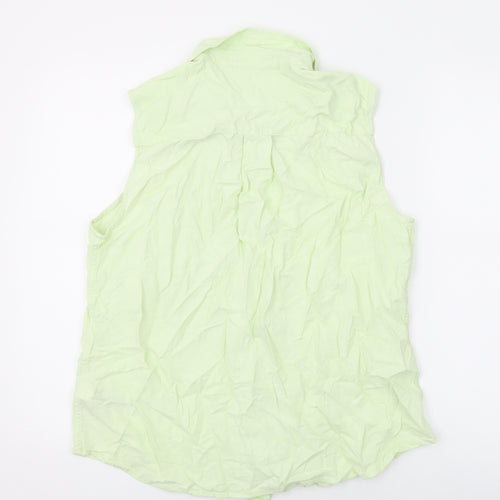 Marks and Spencer Womens Green Linen Basic Button-Up Size 16 Collared