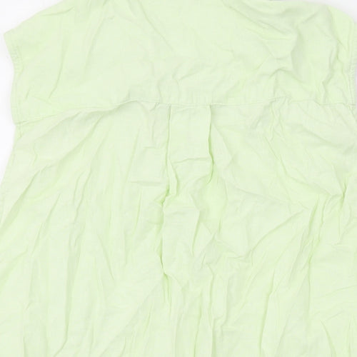 Marks and Spencer Womens Green Linen Basic Button-Up Size 16 Collared