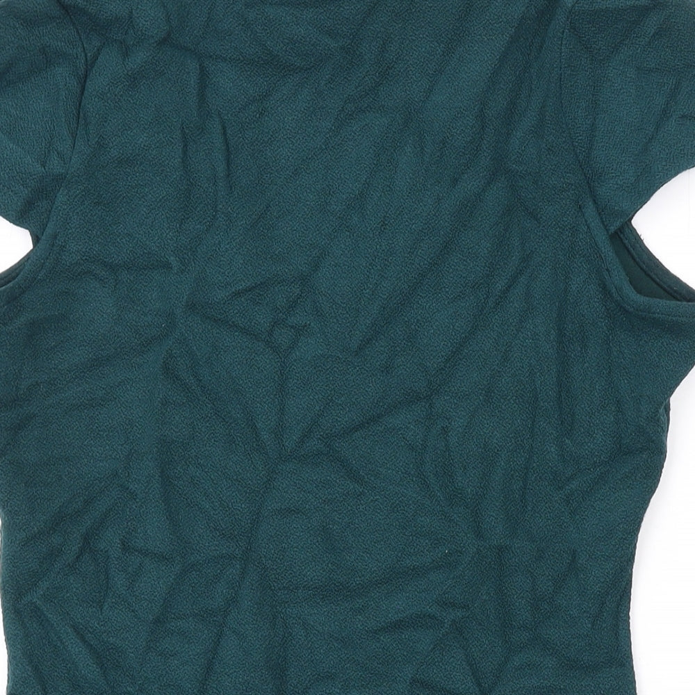 Zara Womens Green Viscose Basic T-Shirt Size M V-Neck