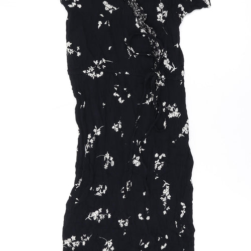 Dorothy Perkins Womens Black Geometric Viscose A-Line Size 10 V-Neck Pullover