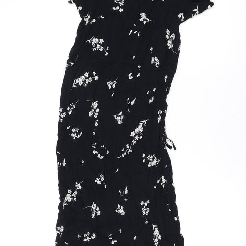 Dorothy Perkins Womens Black Geometric Viscose A-Line Size 10 V-Neck Pullover