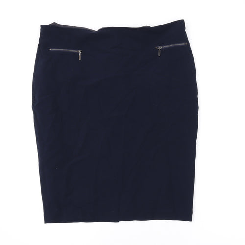 Marks and Spencer Womens Blue Polyester Straight & Pencil Skirt Size 16 Zip