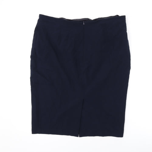 Marks and Spencer Womens Blue Polyester Straight & Pencil Skirt Size 16 Zip
