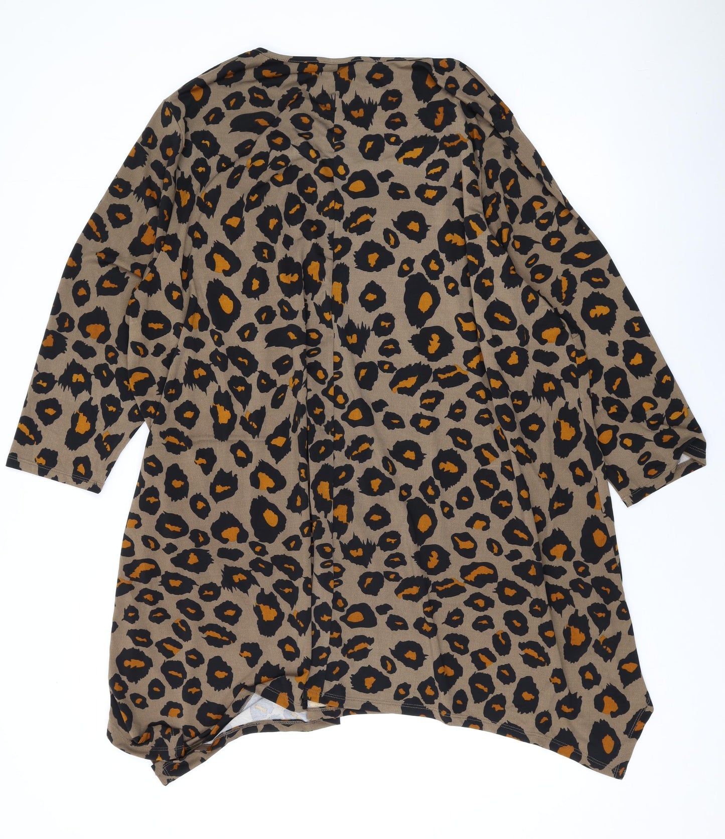 Evans Womens Brown Animal Print Viscose Basic Blouse Size 26 Scoop Neck