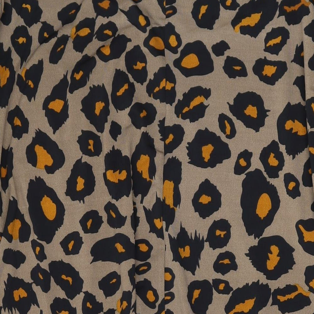 Evans Womens Brown Animal Print Viscose Basic Blouse Size 26 Scoop Neck