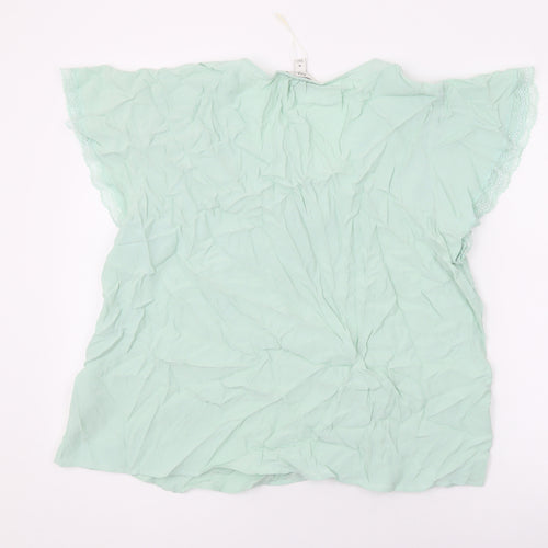 Marks and Spencer Womens Green Viscose Basic Blouse Size 16 V-Neck