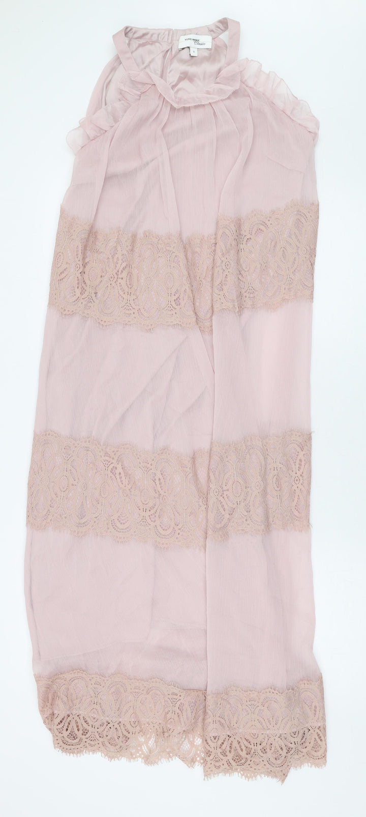 VERO MODA Womens Pink Polyester Maxi Size S Halter Button