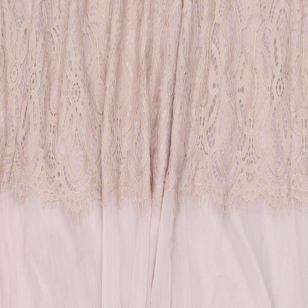 VERO MODA Womens Pink Polyester Maxi Size S Halter Button