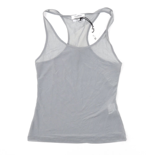 Pull&Bear Womens Grey Polyester Basic Tank Size S Scoop Neck