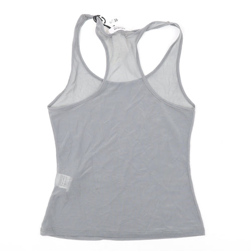 Pull&Bear Womens Grey Polyester Basic Tank Size S Scoop Neck