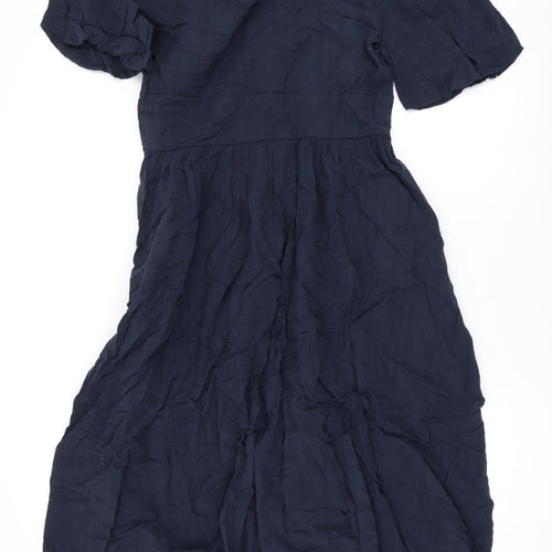 Nobody's Child Womens Blue Cotton Maxi Size 14 V-Neck Button