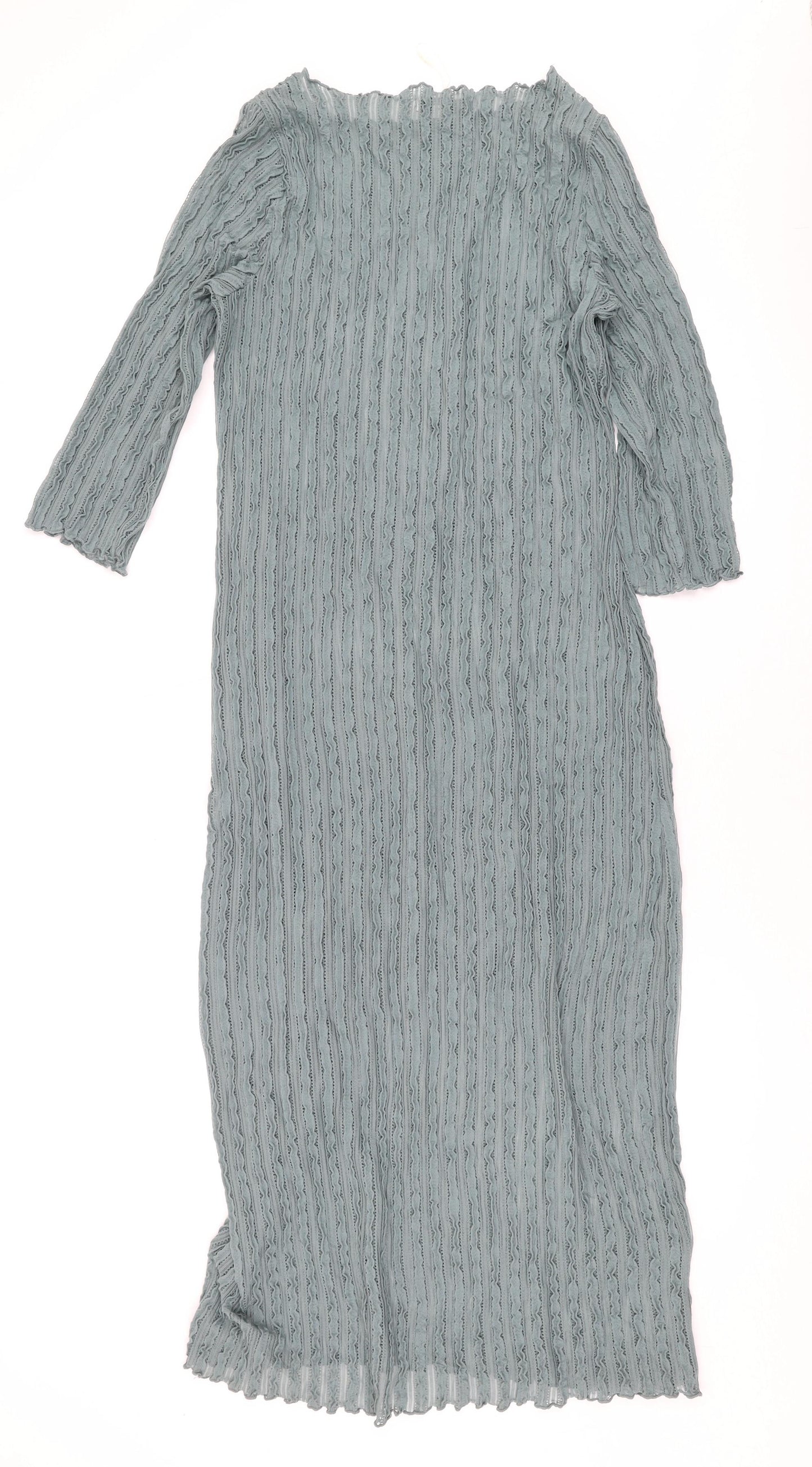 Marks and Spencer Womens Green Geometric Polyester Maxi Size 12 Round Neck Pullover