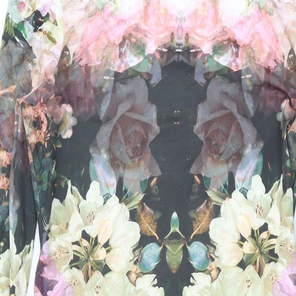 Topshop Womens Multicoloured Geometric Polyester Bodycon Size 10 Round Neck Pullover