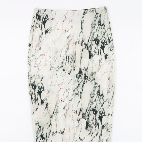 Zara Womens Ivory Geometric Polyester Straight & Pencil Skirt Size S