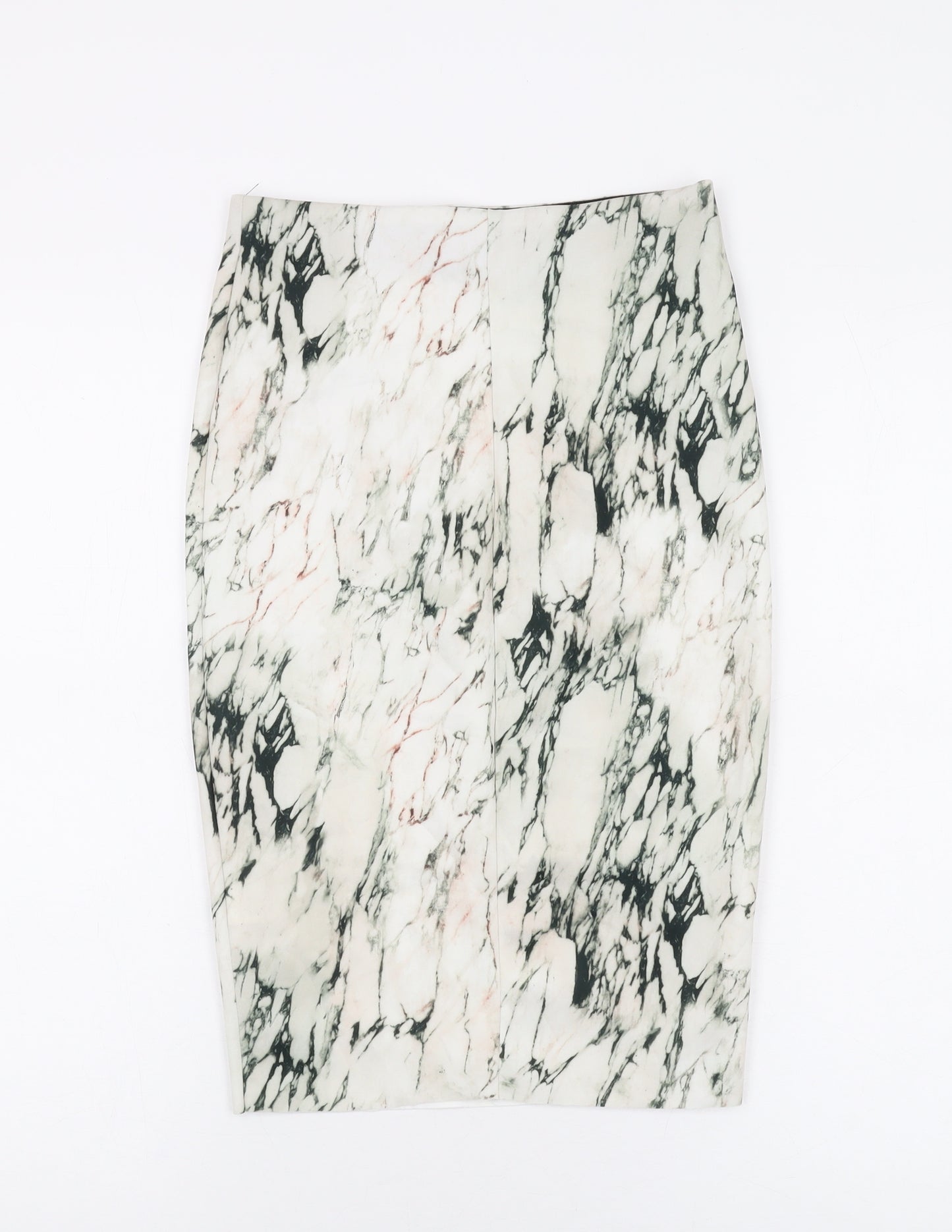 Zara Womens Ivory Geometric Polyester Straight & Pencil Skirt Size S
