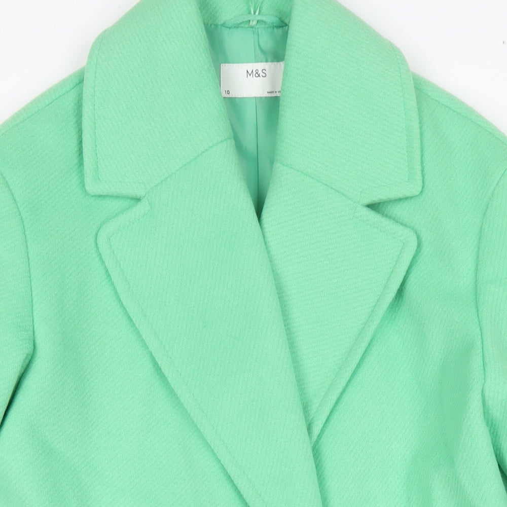 Marks and Spencer Womens Green Parka Coat Size 10 Button