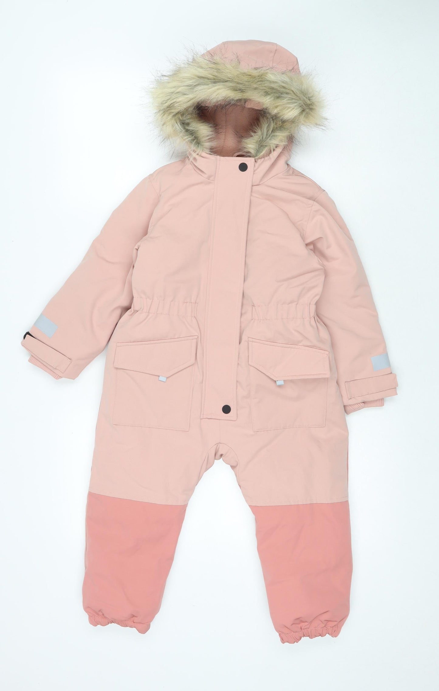 Marks and Spencer Girls Pink Polyester Coverall One-Piece Size 4-5 Years L15 in Zip - Ski Overalls